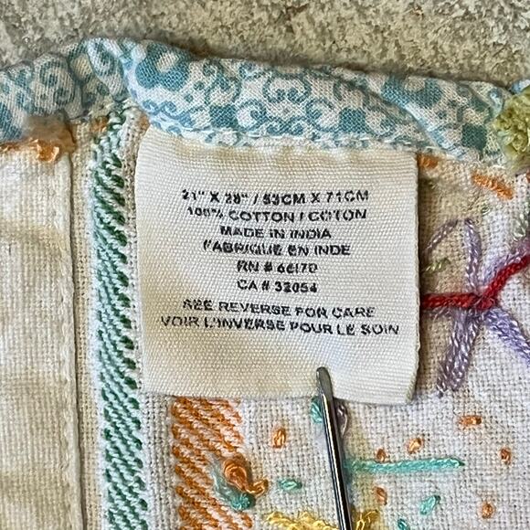 Cotton Dish Towels Pair Embroidered Farm Scene Patchwork Polka Dot Trimmed - Picture 8 of 8